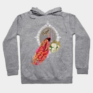 Elegant peacock with flowers in soft colors Hoodie